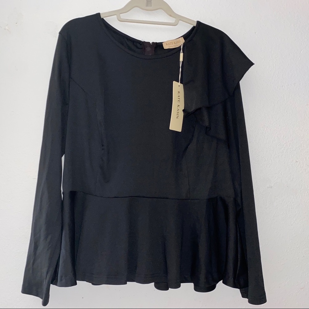 Kate Kasin Fashion Long Sleeve Ruffle Top